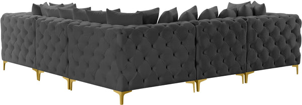 Tremblay Velvet / Engineered Wood / Metal / Foam Contemporary Grey Velvet Modular Sectional - 108" W x 108" D x 33" H