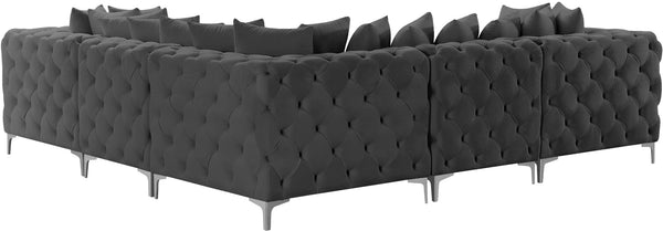 Tremblay Velvet / Engineered Wood / Metal / Foam Contemporary Grey Velvet Modular Sectional - 108" W x 108" D x 33" H