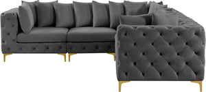 Tremblay Velvet / Engineered Wood / Metal / Foam Contemporary Grey Velvet Modular Sectional - 108" W x 108" D x 33" H