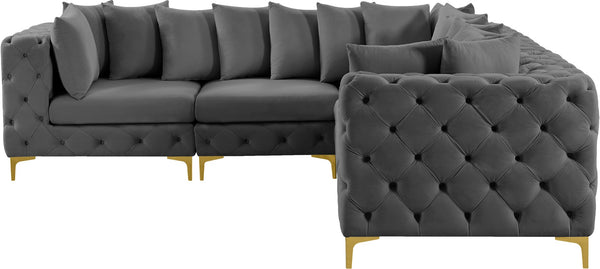 Tremblay Velvet / Engineered Wood / Metal / Foam Contemporary Grey Velvet Modular Sectional - 108" W x 108" D x 33" H