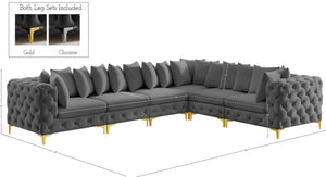 Tremblay Velvet / Engineered Wood / Metal / Foam Contemporary Grey Velvet Modular Sectional - 138" W x 108" D x 33" H
