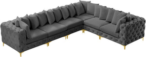Tremblay Velvet / Engineered Wood / Metal / Foam Contemporary Grey Velvet Modular Sectional - 138" W x 108" D x 33" H