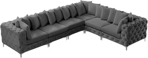 Tremblay Velvet / Engineered Wood / Metal / Foam Contemporary Grey Velvet Modular Sectional - 138" W x 108" D x 33" H