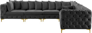 Tremblay Velvet / Engineered Wood / Metal / Foam Contemporary Grey Velvet Modular Sectional - 138" W x 108" D x 33" H