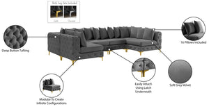 Tremblay Velvet / Engineered Wood / Metal / Foam Contemporary Grey Velvet Modular Sectional - 138" W x 69" D x 33" H