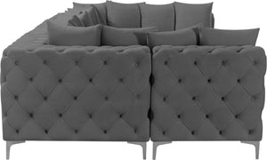 Tremblay Velvet / Engineered Wood / Metal / Foam Contemporary Grey Velvet Modular Sectional - 138" W x 69" D x 33" H