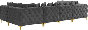Tremblay Velvet / Engineered Wood / Metal / Foam Contemporary Grey Velvet Modular Sectional - 138" W x 69" D x 33" H