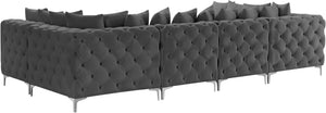 Tremblay Velvet / Engineered Wood / Metal / Foam Contemporary Grey Velvet Modular Sectional - 138" W x 69" D x 33" H