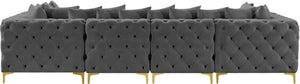 Tremblay Velvet / Engineered Wood / Metal / Foam Contemporary Grey Velvet Modular Sectional - 138" W x 69" D x 33" H