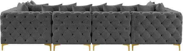 Tremblay Velvet / Engineered Wood / Metal / Foam Contemporary Grey Velvet Modular Sectional - 138" W x 69" D x 33" H