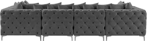 Tremblay Velvet / Engineered Wood / Metal / Foam Contemporary Grey Velvet Modular Sectional - 138" W x 69" D x 33" H