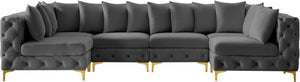 Tremblay Velvet / Engineered Wood / Metal / Foam Contemporary Grey Velvet Modular Sectional - 138" W x 69" D x 33" H
