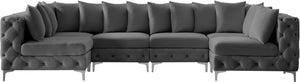 Tremblay Velvet / Engineered Wood / Metal / Foam Contemporary Grey Velvet Modular Sectional - 138" W x 69" D x 33" H