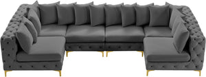 Tremblay Velvet / Engineered Wood / Metal / Foam Contemporary Grey Velvet Modular Sectional - 138" W x 69" D x 33" H