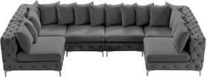 Tremblay Velvet / Engineered Wood / Metal / Foam Contemporary Grey Velvet Modular Sectional - 138" W x 69" D x 33" H