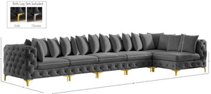 Tremblay Velvet / Engineered Wood / Metal / Foam Contemporary Grey Velvet Modular Sectional - 168" W x 69" D x 33" H