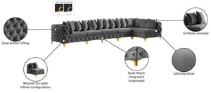 Tremblay Velvet / Engineered Wood / Metal / Foam Contemporary Grey Velvet Modular Sectional - 168" W x 69" D x 33" H