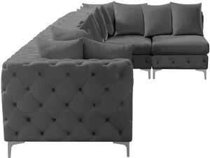 Tremblay Velvet / Engineered Wood / Metal / Foam Contemporary Grey Velvet Modular Sectional - 168" W x 69" D x 33" H