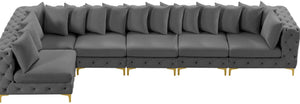 Tremblay Velvet / Engineered Wood / Metal / Foam Contemporary Grey Velvet Modular Sectional - 168" W x 69" D x 33" H
