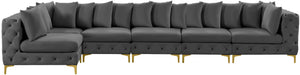 Tremblay Velvet / Engineered Wood / Metal / Foam Contemporary Grey Velvet Modular Sectional - 168" W x 69" D x 33" H