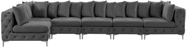 Tremblay Velvet / Engineered Wood / Metal / Foam Contemporary Grey Velvet Modular Sectional - 168" W x 69" D x 33" H