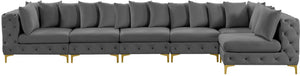 Tremblay Velvet / Engineered Wood / Metal / Foam Contemporary Grey Velvet Modular Sectional - 168" W x 69" D x 33" H
