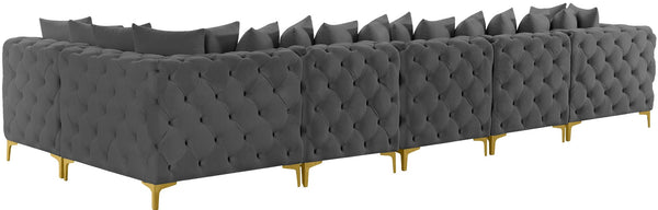 Tremblay Velvet / Engineered Wood / Metal / Foam Contemporary Grey Velvet Modular Sectional - 168" W x 69" D x 33" H