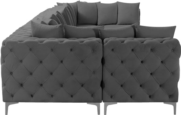 Tremblay Velvet / Engineered Wood / Metal / Foam Contemporary Grey Velvet Modular Sectional - 168" W x 69" D x 33" H