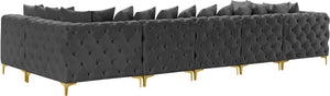 Tremblay Velvet / Engineered Wood / Metal / Foam Contemporary Grey Velvet Modular Sectional - 168" W x 69" D x 33" H