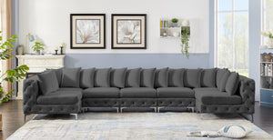 Tremblay Velvet / Engineered Wood / Metal / Foam Contemporary Grey Velvet Modular Sectional - 168" W x 69" D x 33" H
