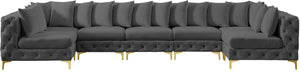 Tremblay Velvet / Engineered Wood / Metal / Foam Contemporary Grey Velvet Modular Sectional - 168" W x 69" D x 33" H