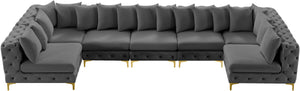 Tremblay Velvet / Engineered Wood / Metal / Foam Contemporary Grey Velvet Modular Sectional - 168" W x 69" D x 33" H