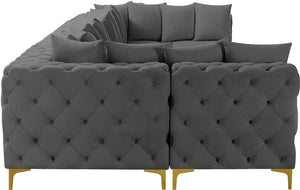 Tremblay Velvet / Engineered Wood / Metal / Foam Contemporary Grey Velvet Modular Sectional - 168" W x 69" D x 33" H