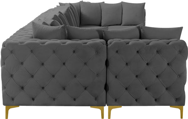 Tremblay Velvet / Engineered Wood / Metal / Foam Contemporary Grey Velvet Modular Sectional - 168" W x 69" D x 33" H