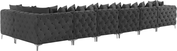 Tremblay Velvet / Engineered Wood / Metal / Foam Contemporary Grey Velvet Modular Sectional - 198" W x 69" D x 33" H