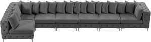 Tremblay Velvet / Engineered Wood / Metal / Foam Contemporary Grey Velvet Modular Sectional - 198" W x 69" D x 33" H
