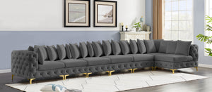 Tremblay Velvet / Engineered Wood / Metal / Foam Contemporary Grey Velvet Modular Sectional - 198" W x 69" D x 33" H