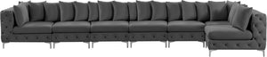 Tremblay Velvet / Engineered Wood / Metal / Foam Contemporary Grey Velvet Modular Sectional - 198" W x 69" D x 33" H