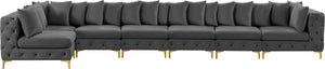 Tremblay Velvet / Engineered Wood / Metal / Foam Contemporary Grey Velvet Modular Sectional - 198" W x 69" D x 33" H
