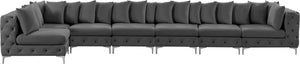 Tremblay Velvet / Engineered Wood / Metal / Foam Contemporary Grey Velvet Modular Sectional - 198" W x 69" D x 33" H