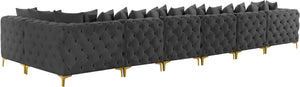 Tremblay Velvet / Engineered Wood / Metal / Foam Contemporary Grey Velvet Modular Sectional - 198" W x 69" D x 33" H