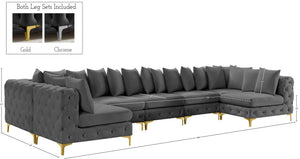 Tremblay Velvet / Engineered Wood / Metal / Foam Contemporary Grey Velvet Modular Sectional - 168" W x 69" D x 33" H