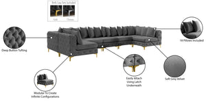 Tremblay Velvet / Engineered Wood / Metal / Foam Contemporary Grey Velvet Modular Sectional - 168" W x 69" D x 33" H