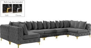 Tremblay Velvet / Engineered Wood / Metal / Foam Contemporary Grey Velvet Modular Sectional - 168" W x 69" D x 33" H