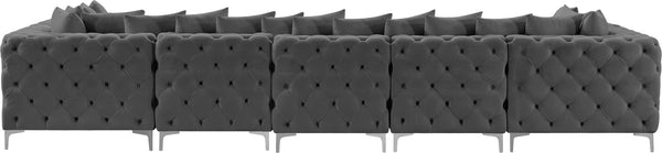 Tremblay Velvet / Engineered Wood / Metal / Foam Contemporary Grey Velvet Modular Sectional - 168" W x 69" D x 33" H