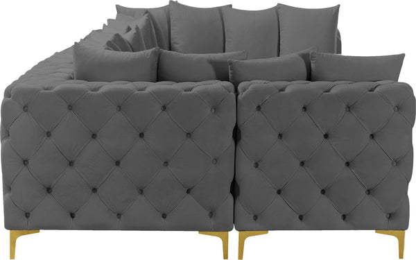 Tremblay Velvet / Engineered Wood / Metal / Foam Contemporary Grey Velvet Modular Sectional - 168" W x 69" D x 33" H