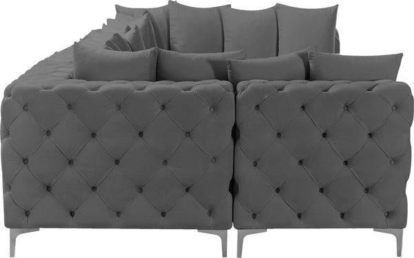 Tremblay Velvet / Engineered Wood / Metal / Foam Contemporary Grey Velvet Modular Sectional - 168" W x 69" D x 33" H