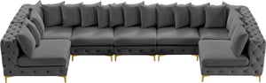 Tremblay Velvet / Engineered Wood / Metal / Foam Contemporary Grey Velvet Modular Sectional - 168" W x 69" D x 33" H