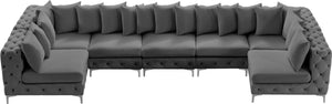 Tremblay Velvet / Engineered Wood / Metal / Foam Contemporary Grey Velvet Modular Sectional - 168" W x 69" D x 33" H