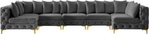 Tremblay Velvet / Engineered Wood / Metal / Foam Contemporary Grey Velvet Modular Sectional - 168" W x 69" D x 33" H